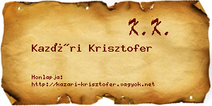 Kazári Krisztofer névjegykártya